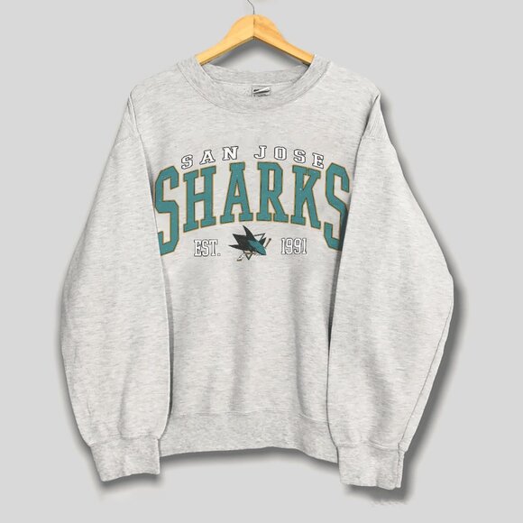 1991 Vintage San Jose Sharks Hockey Sweatshirt, Retro NHL Sharks Shirt Tee - Picture 1 of 2